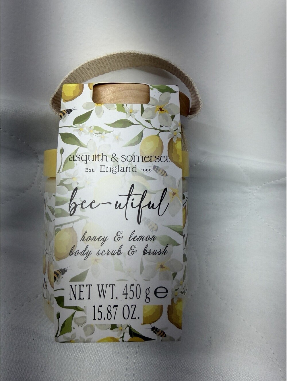 NEW Asquith & Somerset Bee-utiful Honey Lemon Body Scrub & Brush Set 15.87oz